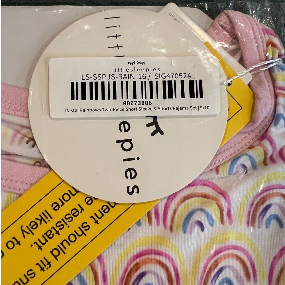 Little Sleepies Pastel Rainbow NWT Bamboo Pajama Set 9/10 Girls Two Piece - Picture 2 of 2